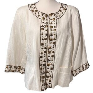 Ashley Stewart White Embelished Women's Jacket, size 12W